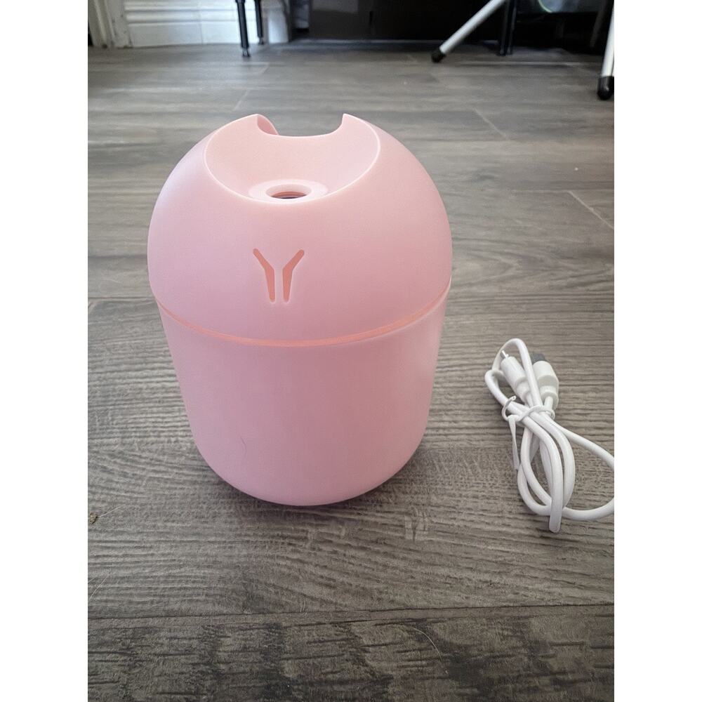 Elegant Pink Mini Humidifier - USB, Auto Shut-Off & Colorful Night Light Feature